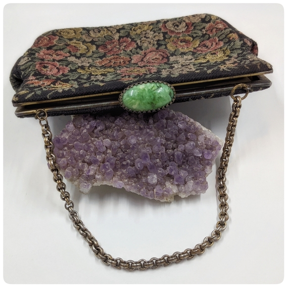 *SOLD* Vtg/Antique Petit Point Edwardian tapestry bag - Picture 5 of 8